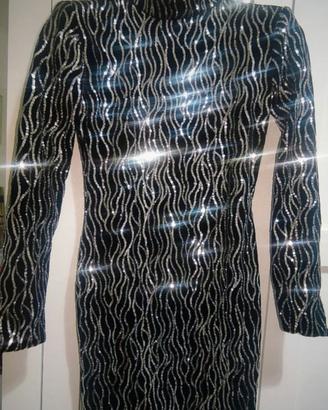 Vestito nero con inserti argento taglia s/m