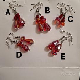 1 paio, artigianali orecchini acciaio e cristallo