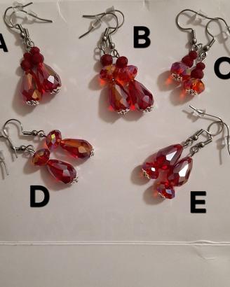 1 paio, artigianali orecchini acciaio e cristallo