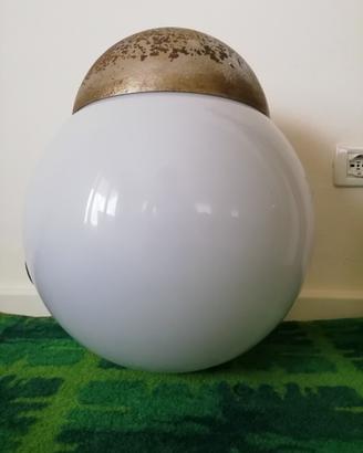Lampadario palla vetro anni 70 modernariato