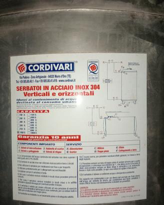 Serbatoio inox Cordivari + autoclave+elettropompa