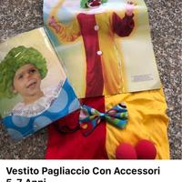 Nuovo!!!Vestito pagliaccio 5/7 anni + accessori