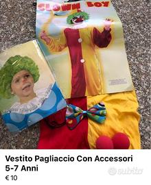 Nuovo!!!Vestito pagliaccio 5/7 anni + accessori