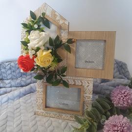 Cornice portafoto artigianale con rose di sapone
