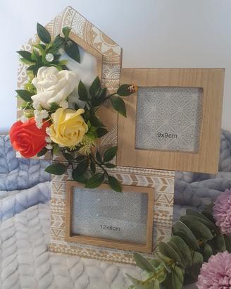 Cornice portafoto artigianale con rose di sapone