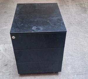 Cassettiera da Ufficio in Metallo Nero con Chiave