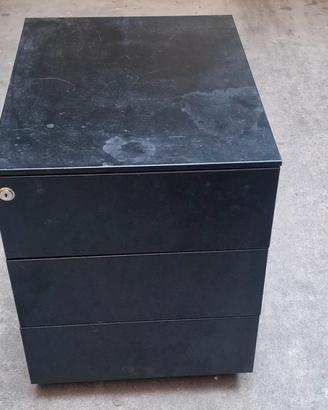 Cassettiera da Ufficio in Metallo Nero con Chiave
