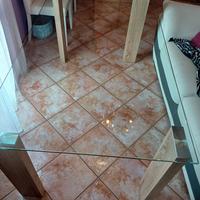 tavolo  160x90  piano in vetro