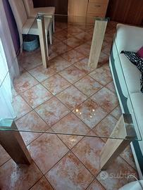 tavolo  160x90  piano in vetro