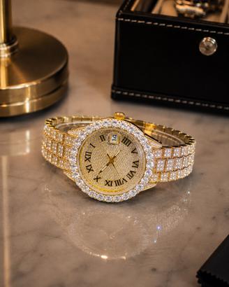 Orologio Luxury Dorato con Cristalli -
