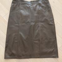 Vintage gonna taupe a matita in vera pelle