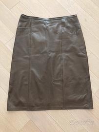 Vintage gonna taupe a matita in vera pelle