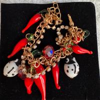 Doppio bracciale rosato con charms in vetro