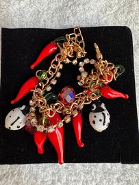 Doppio bracciale rosato con charms in vetro