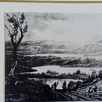 antica stampa dei laghi di Oggiono  Pusiano LC