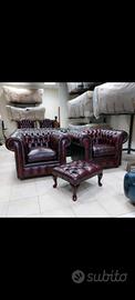Coppia di poltrone chesterfield club bordeaux 