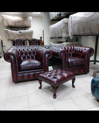 Coppia di poltrone chesterfield club bordeaux 