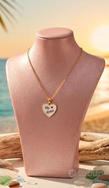 Collanina in acciaio color oro con charm