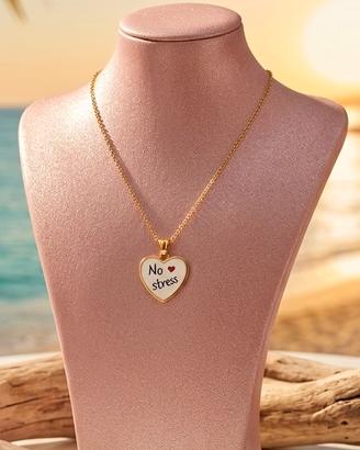 Collanina in acciaio color oro con charm