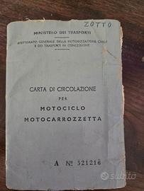 Guzzi Lodola 175 carta di circolazione