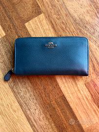 Portafoglio Coach in pelle blu navy scuro