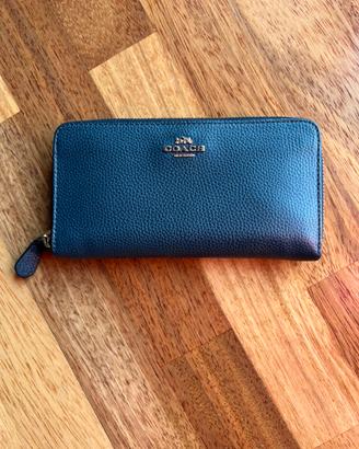 Portafoglio Coach in pelle blu navy scuro
