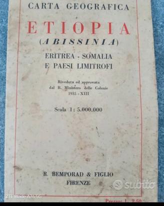 Carta geografica Etiopia 1935