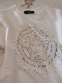 felpa Versace, bianca con strass dorati, originale