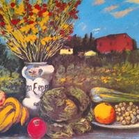 Michele Cascella - Paesaggio con natura morta