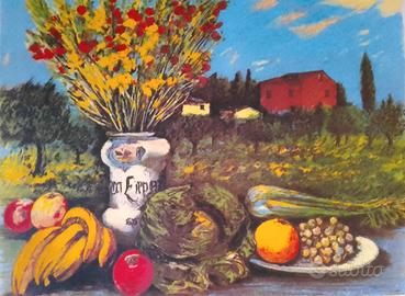 Michele Cascella - Paesaggio con natura morta