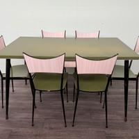 Set Tavolo vintage con 6 sedie in formica anni 60