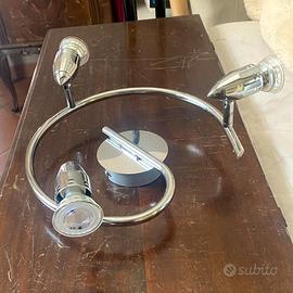 Lampadario da soffitto cromato con 3 faretti