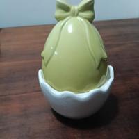 uovo di Pasqua decorativo in ceramica con fiocco, 