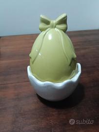 uovo di Pasqua decorativo in ceramica con fiocco, 