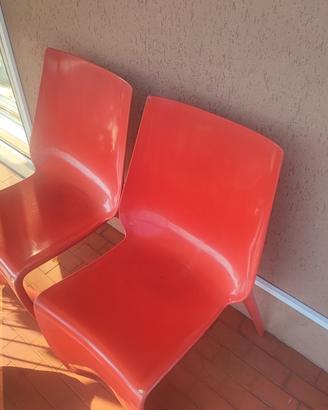 Coppia di sedie design rosse stile Panton