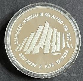 Medaglia Sci Sestriere 1997 Argento 986 Scatola