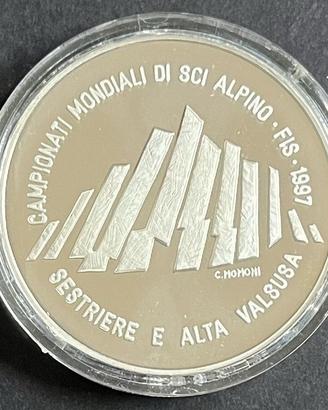 Medaglia Sci Sestriere 1997 Argento 986 Scatola