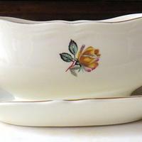 Salsiera vintage Richard Ginori decoro rosa gialla