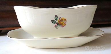 Salsiera vintage Richard Ginori decoro rosa gialla