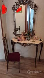 tavolino+sedia  ingresso in ottone e marmo