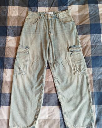 Bershka-Jeans cargo blu stile skater