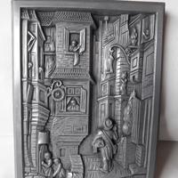 Bassorilievo in peltro stile Carl Spitzweg 