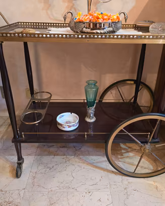 Carrello bar vintage a due ripiani