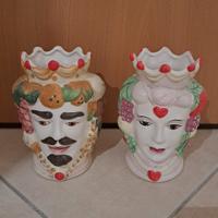 COPPIA VASI TESTE DI MORO h 20 cm