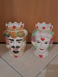 COPPIA VASI TESTE DI MORO h 20 cm