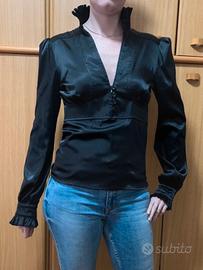 Camicia nera in raso