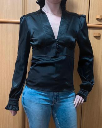 Camicia nera in raso