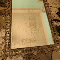 Consolle ottone e marmo rosa + specchio