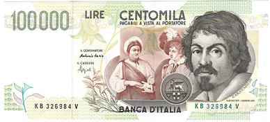 Repubblica Italiana - 100.000 L Caravaggio (nuovo)