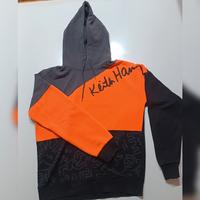Felpa Arancione Fluo Keith Haring - L